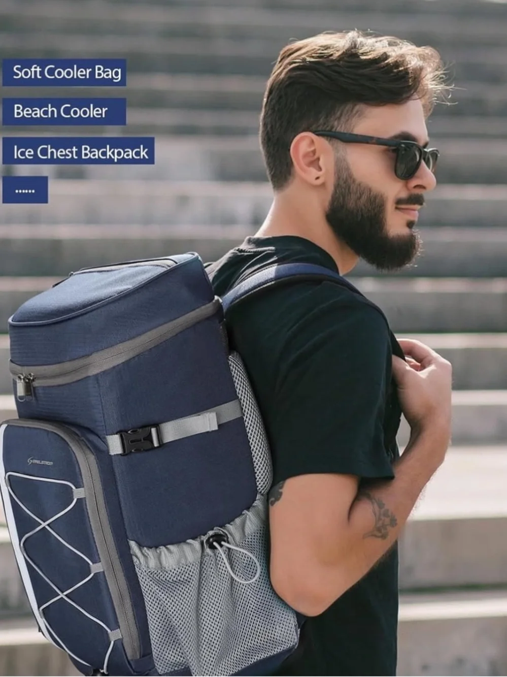 New Maelstrom Men's Navy Blue Soft Cooler Backpack 35/50 Can Insulated Travel